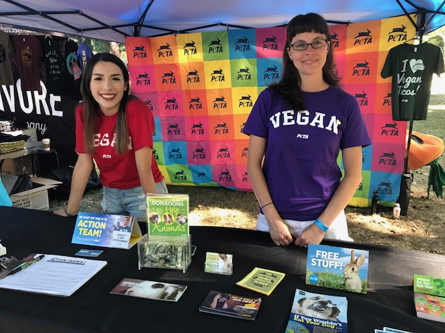 VegOut vegan fesitval Portland PETA booth activists