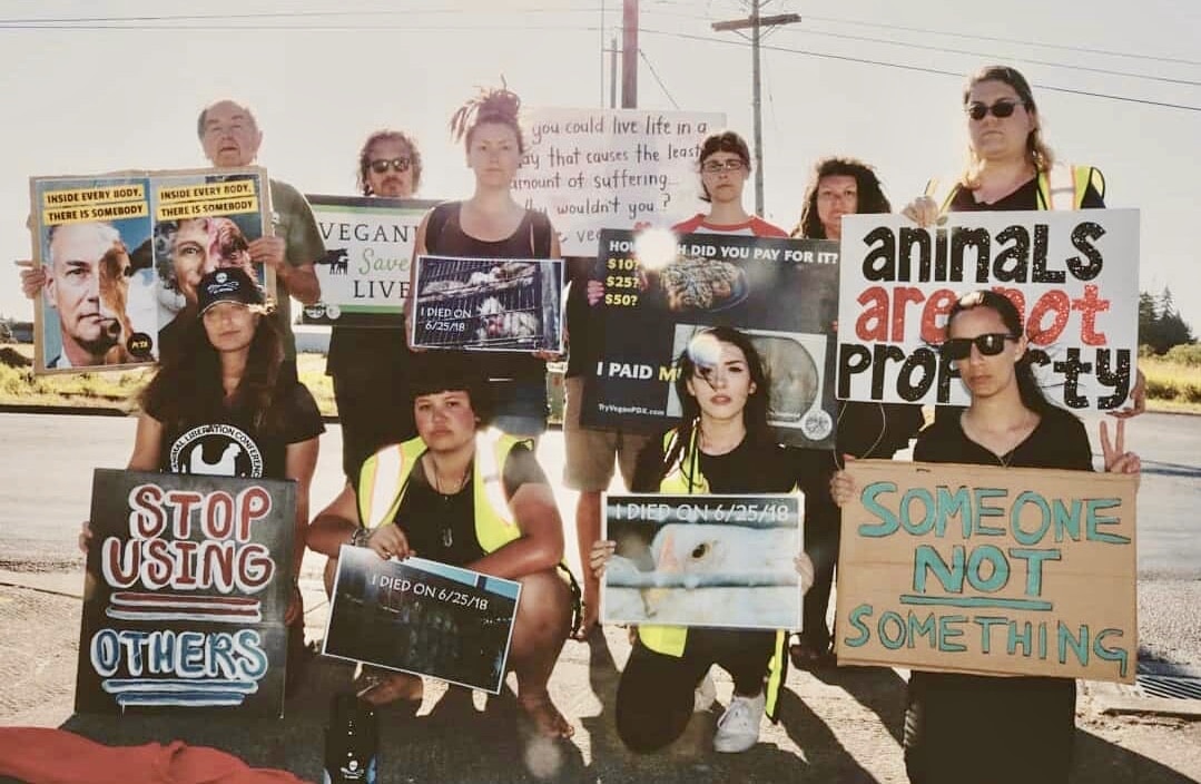 protesters vegan saves lives vigil stop using others animal are not property
