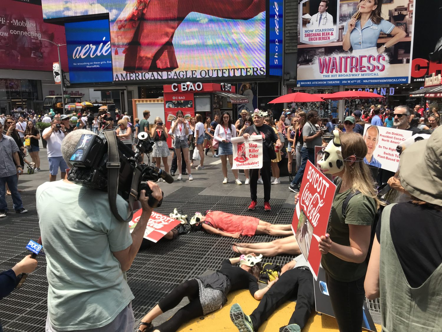 Times Square protest draws crowds.