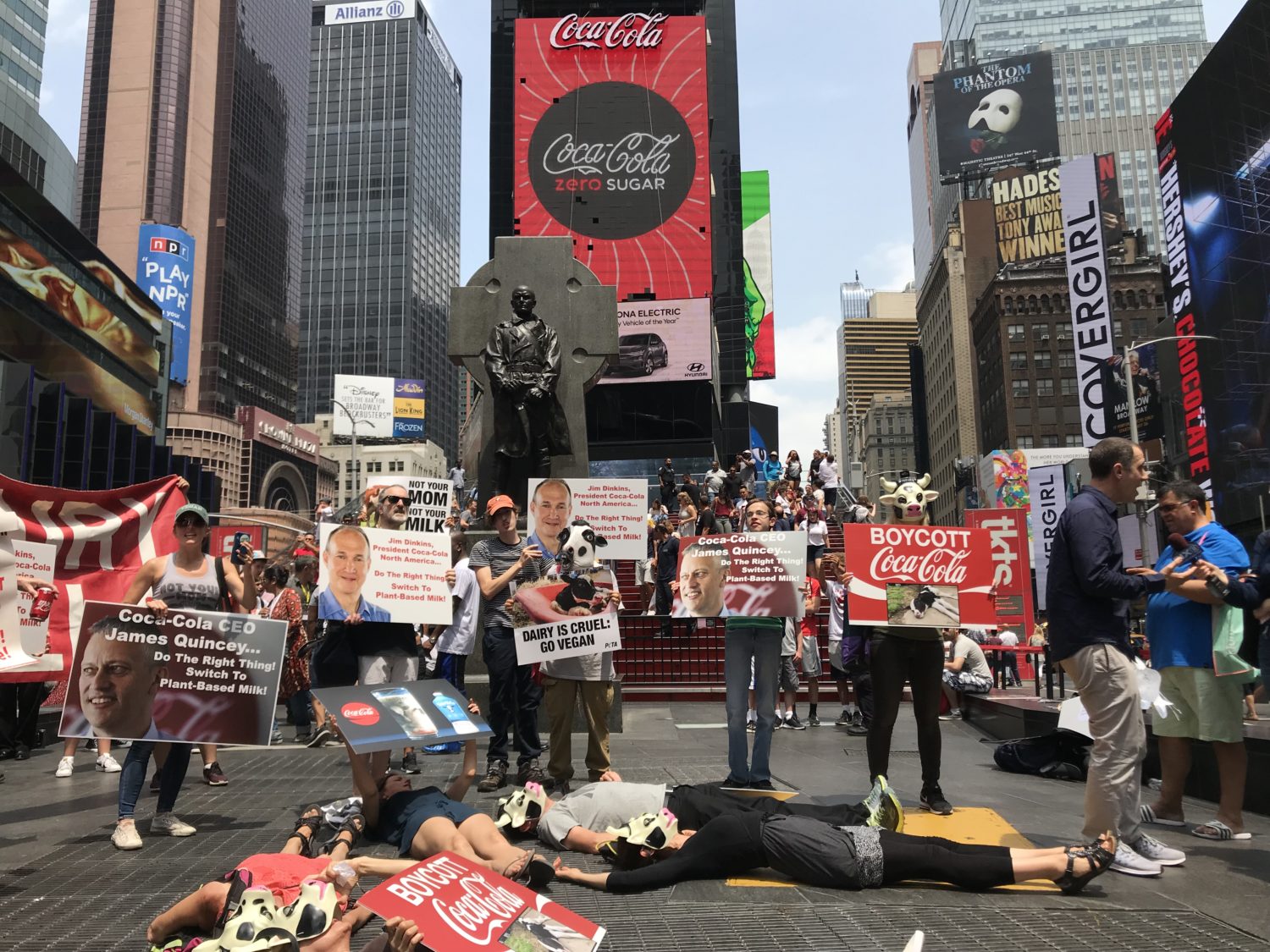 Mainstream media came out to document the Coca-Cola protest die-in!
