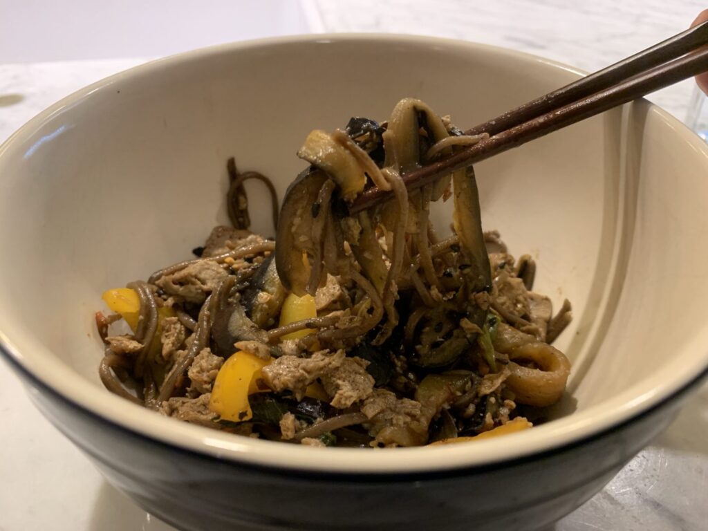 Eggplant soba noodles