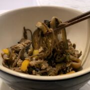 Eggplant soba noodles
