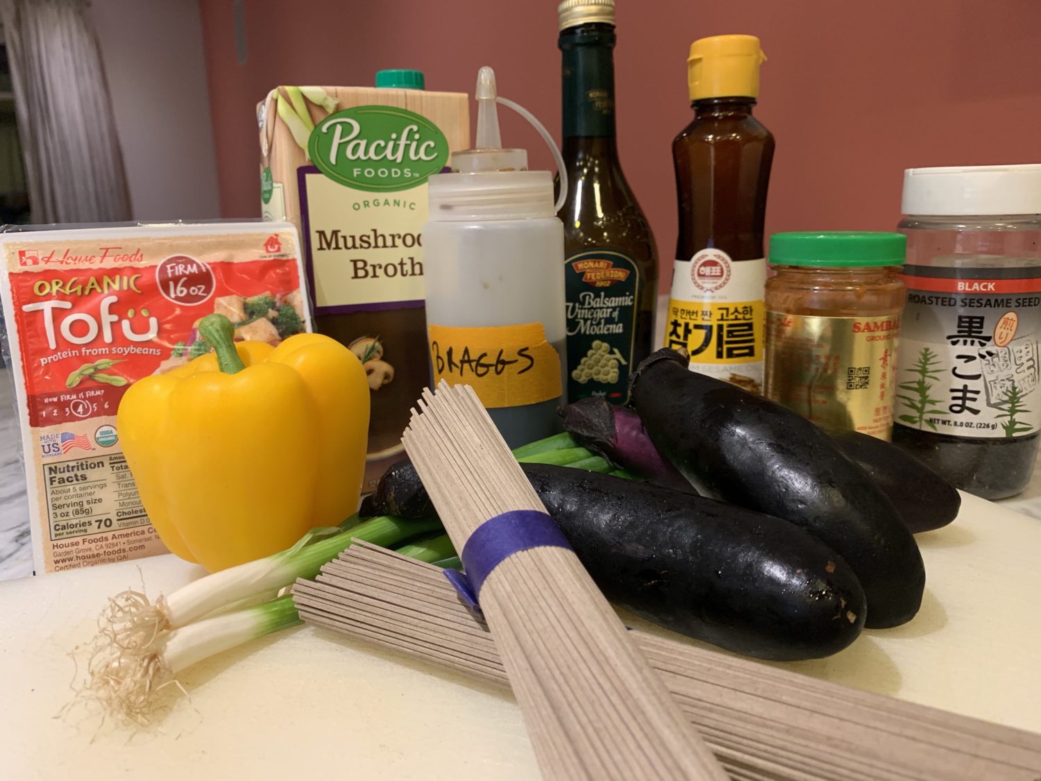 Ingredients for eggplant soba noodles