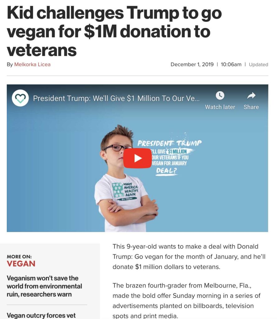 Vegan Evan challenging Trump to go vegan