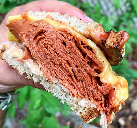 plant-based pastrami with vegan cheese! 