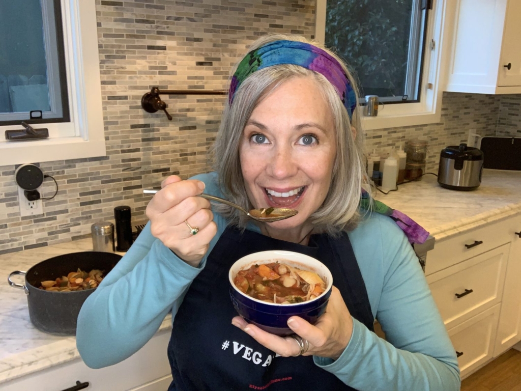 Elysabeth Alfano with minestrone