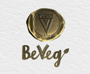 Global Vegan Certification Symbol by BeVeg. The logo for plant-based food safety and sustainability. Represents sanitary products and conditions uncontaminated by animals. No cross contamination.