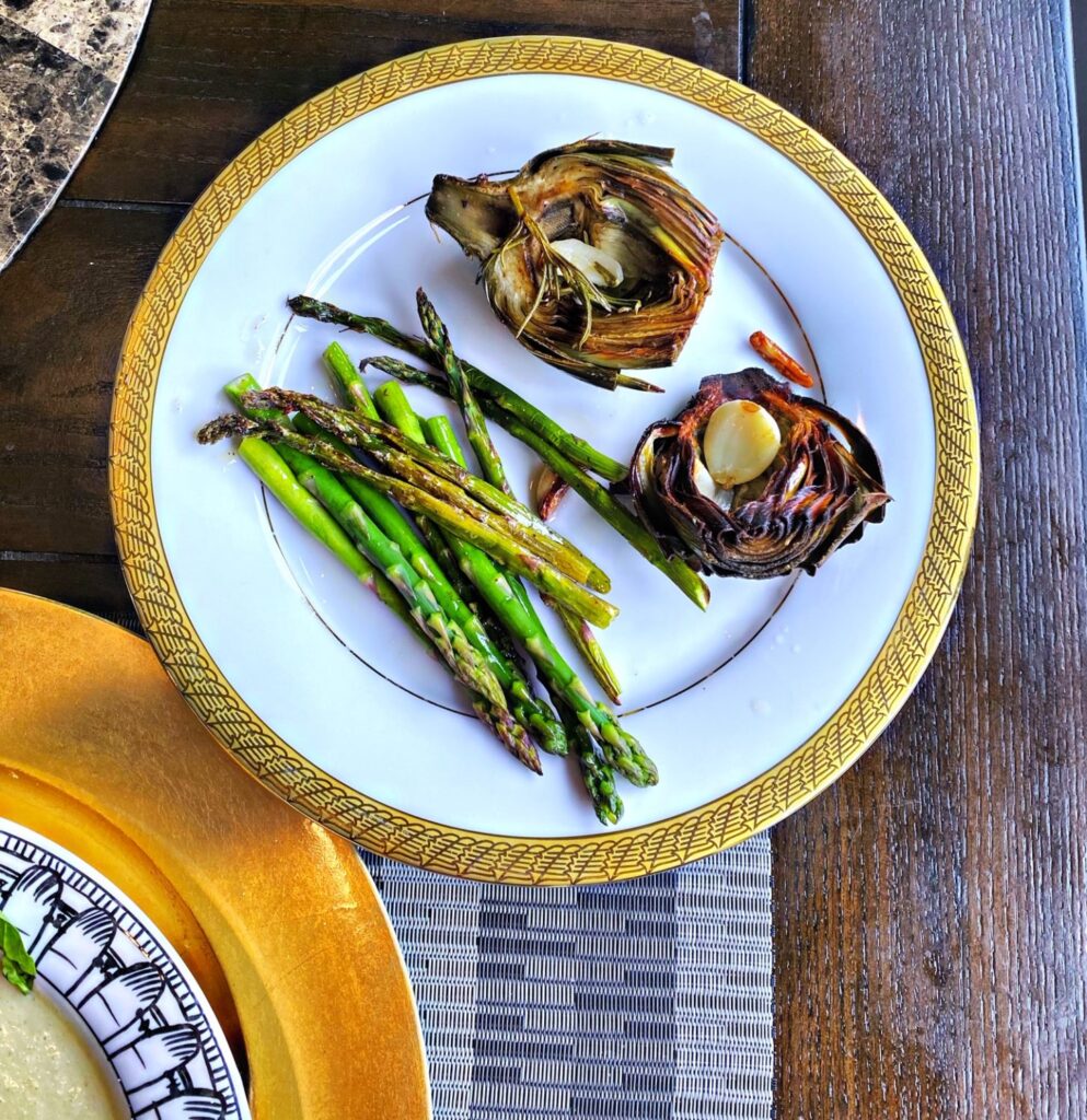 roasted artichoke and asparagus