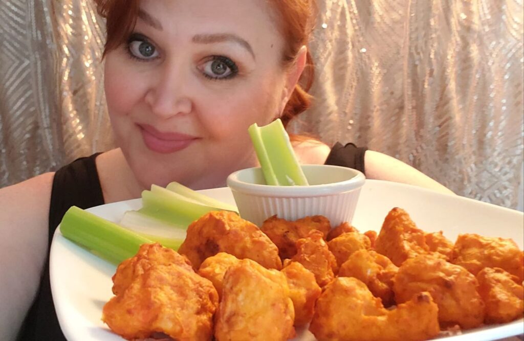 Tonia and her buffalo cauliflower wings