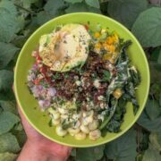 vegan ground beet taco bowl