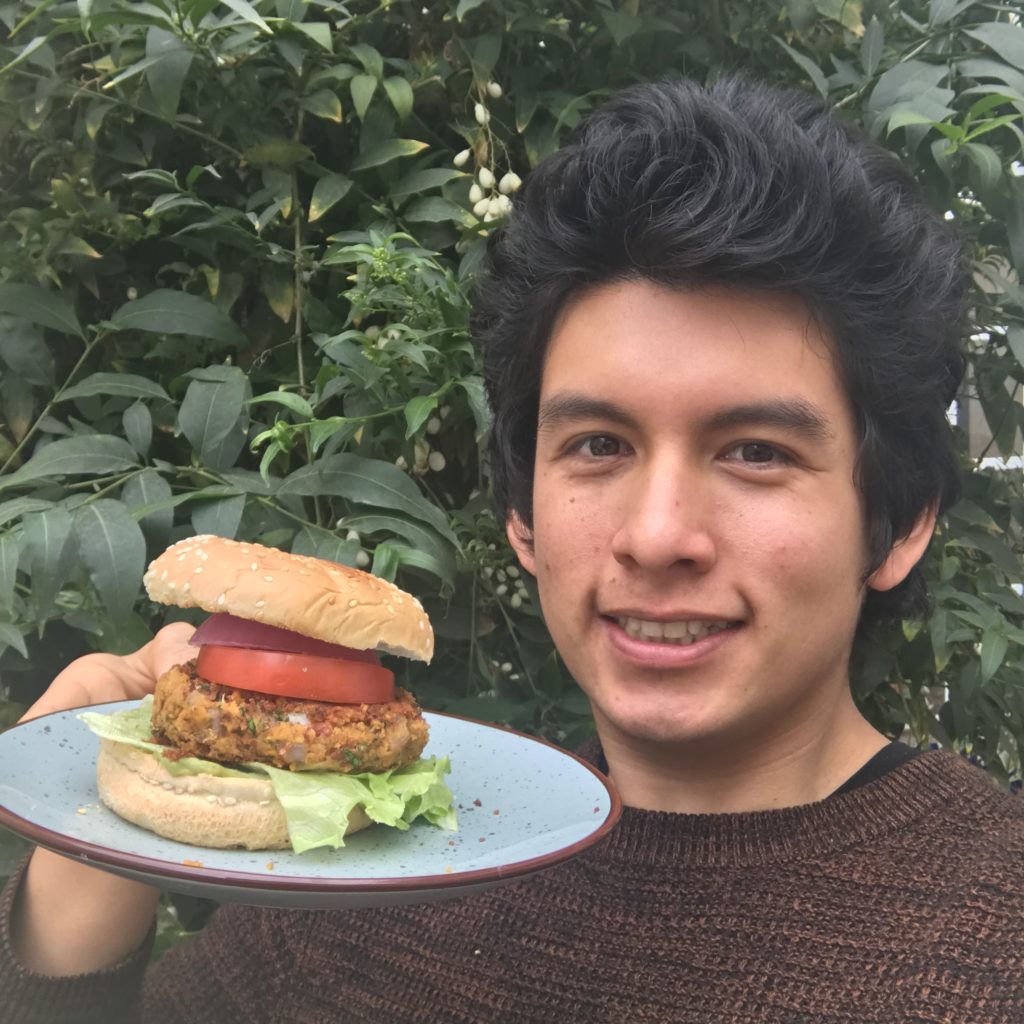 Andres and his veggie burger