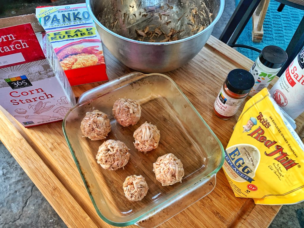 the jackfruit balls and ingredients
