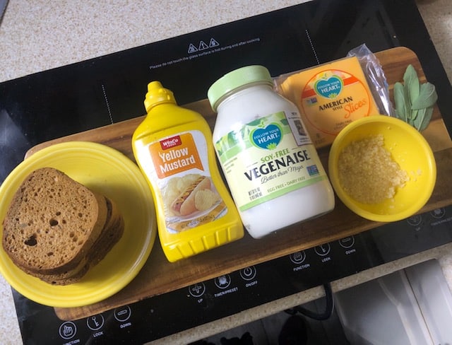 Ingredients for vegan grilled cheese