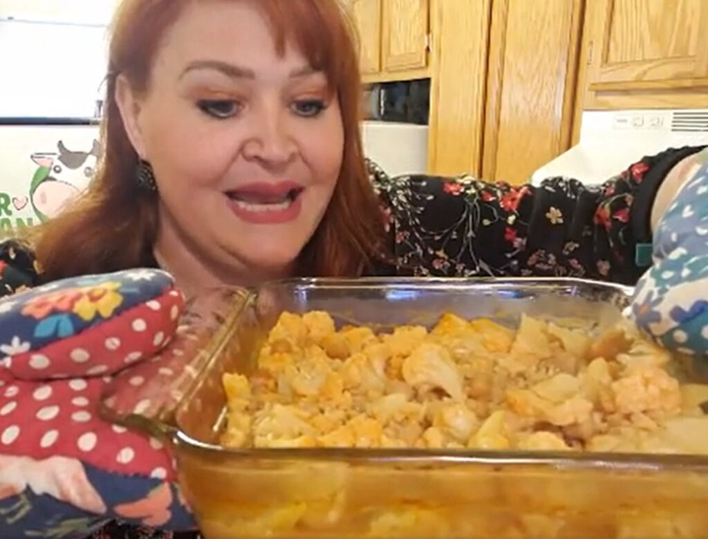 Tonia and her vegan casserole
