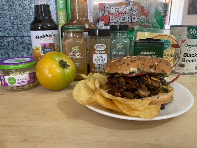 the finished black bean burger