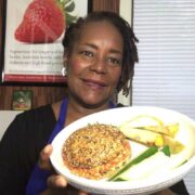 Bernice showing off her two recipes