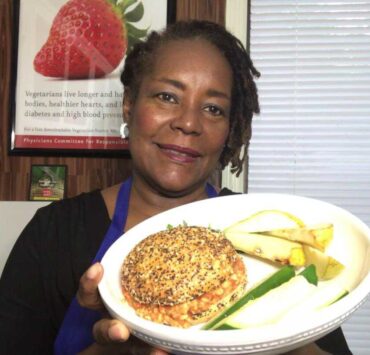 Bernice showing off her two recipes