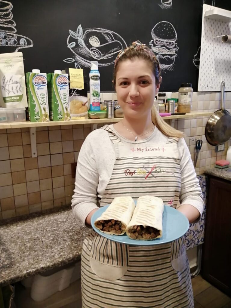 Sara with her vegan Shawarma