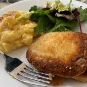 vegan fish filet and grits