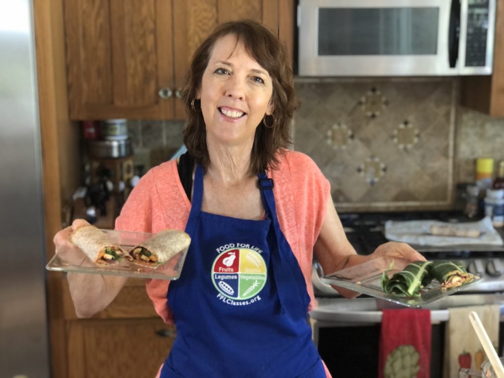 Tracy and her vegan wrap