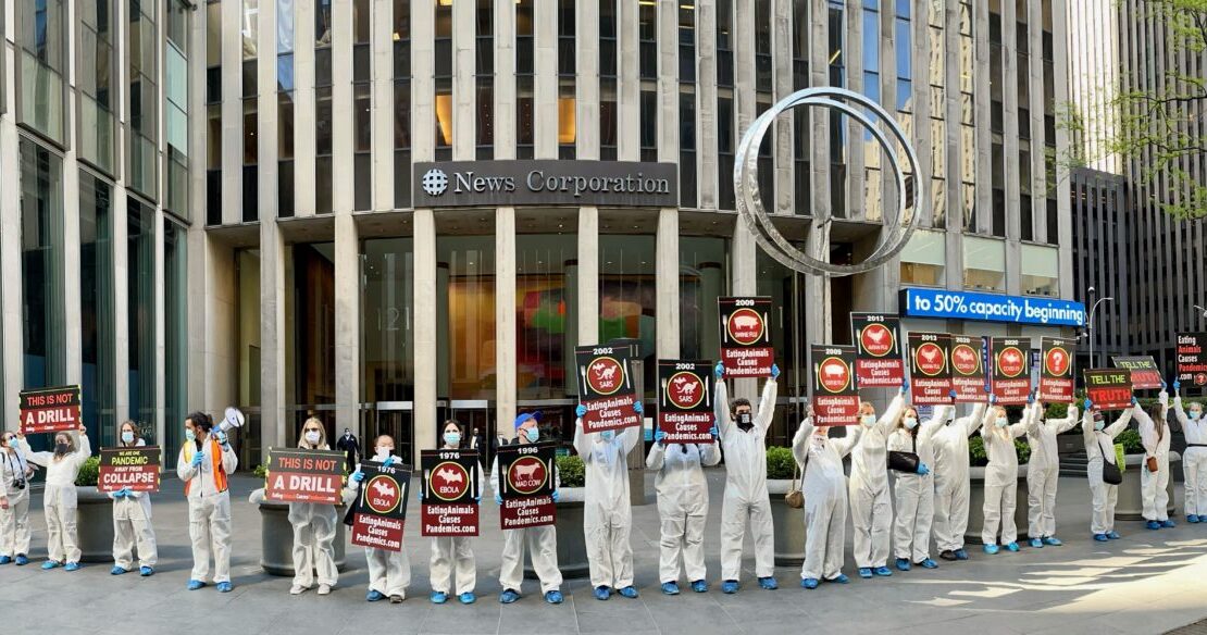 Protesters at Fox News Headquarters in Manhattan.