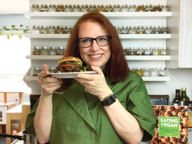Diane and her vegan pulled bbq mushroom sandwich