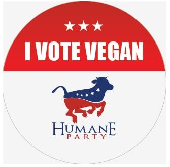 I Vote Vegan logo from the Humane Party