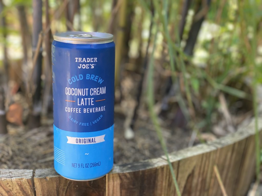 Many stores now carry vegan coffees like this coconut creme latte from Trader Joes. 