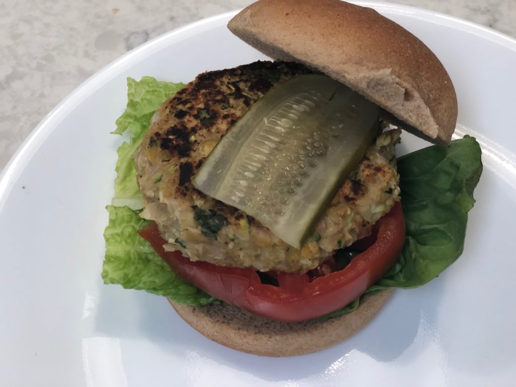 spicy chickpea veggie burger 4th of july food option