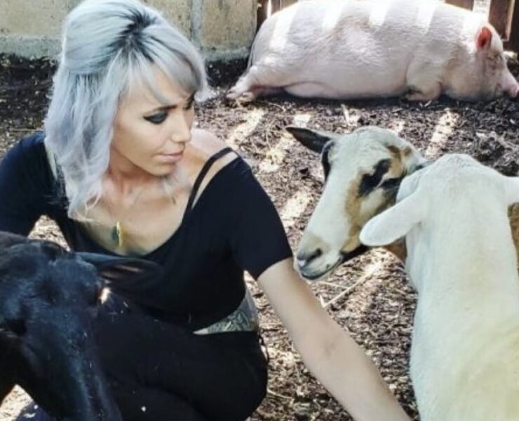 Mandy with her animal friends at Black Sheep Retreat & Sanctuary near Cancun, Mexico.