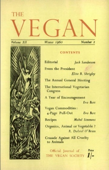 Front cover of the issue 2 of The Vegan magazine from 1960
