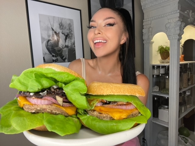 Sorsha and her vegan burgers