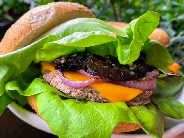 vegan mushroom jerky burger