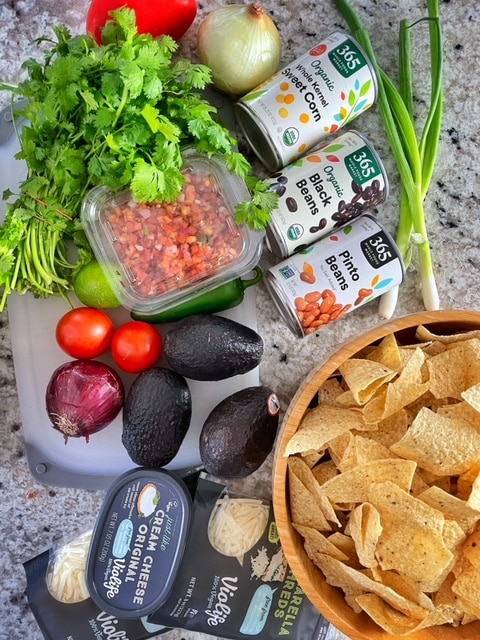 Loaded vegan nachos ingredients
