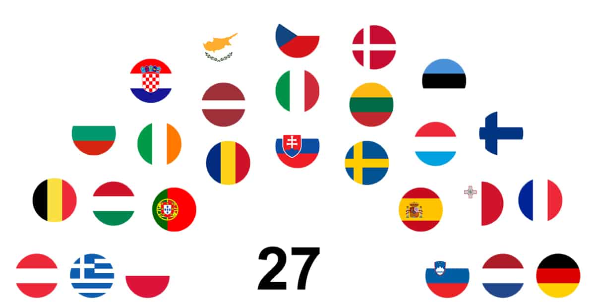 27 flags of EU member states