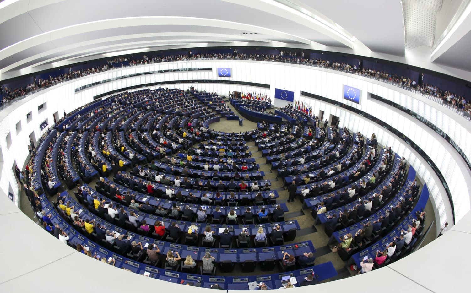 European Parliament chamber from above