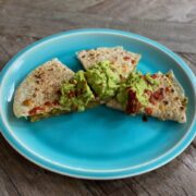 Finished mung bean and rice vegan quesadilla