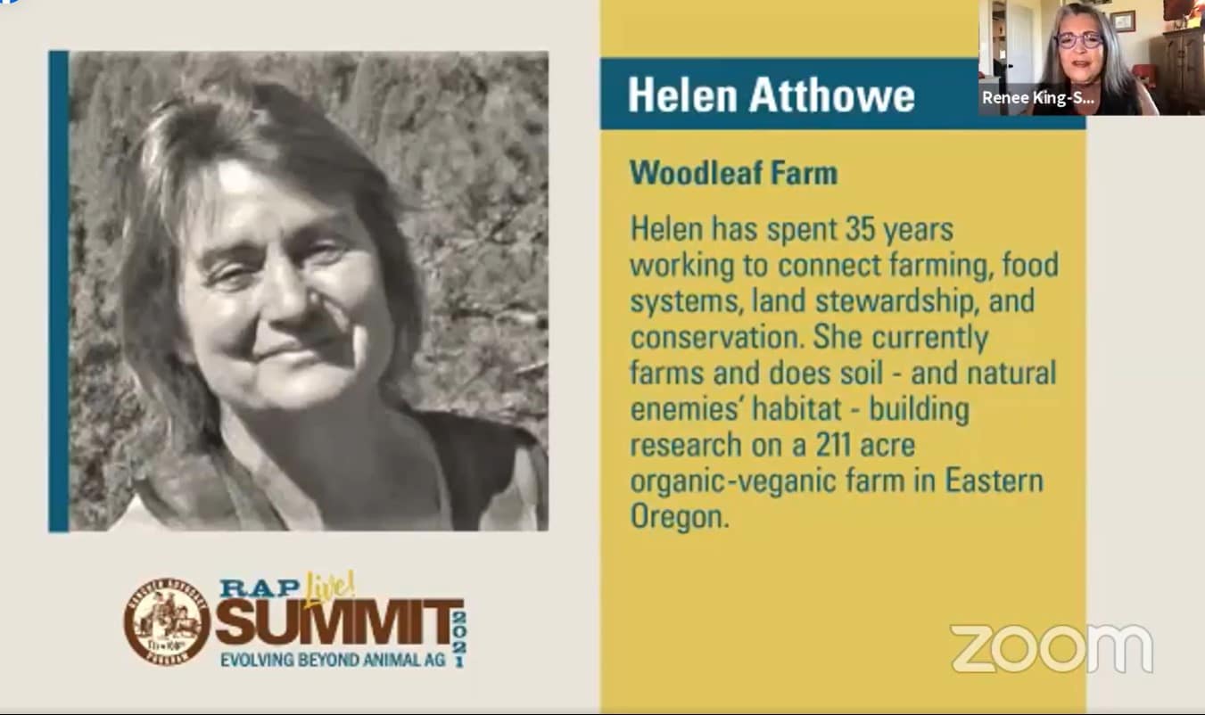 Screenshot of zoom meeting introducing Helen Atthowe