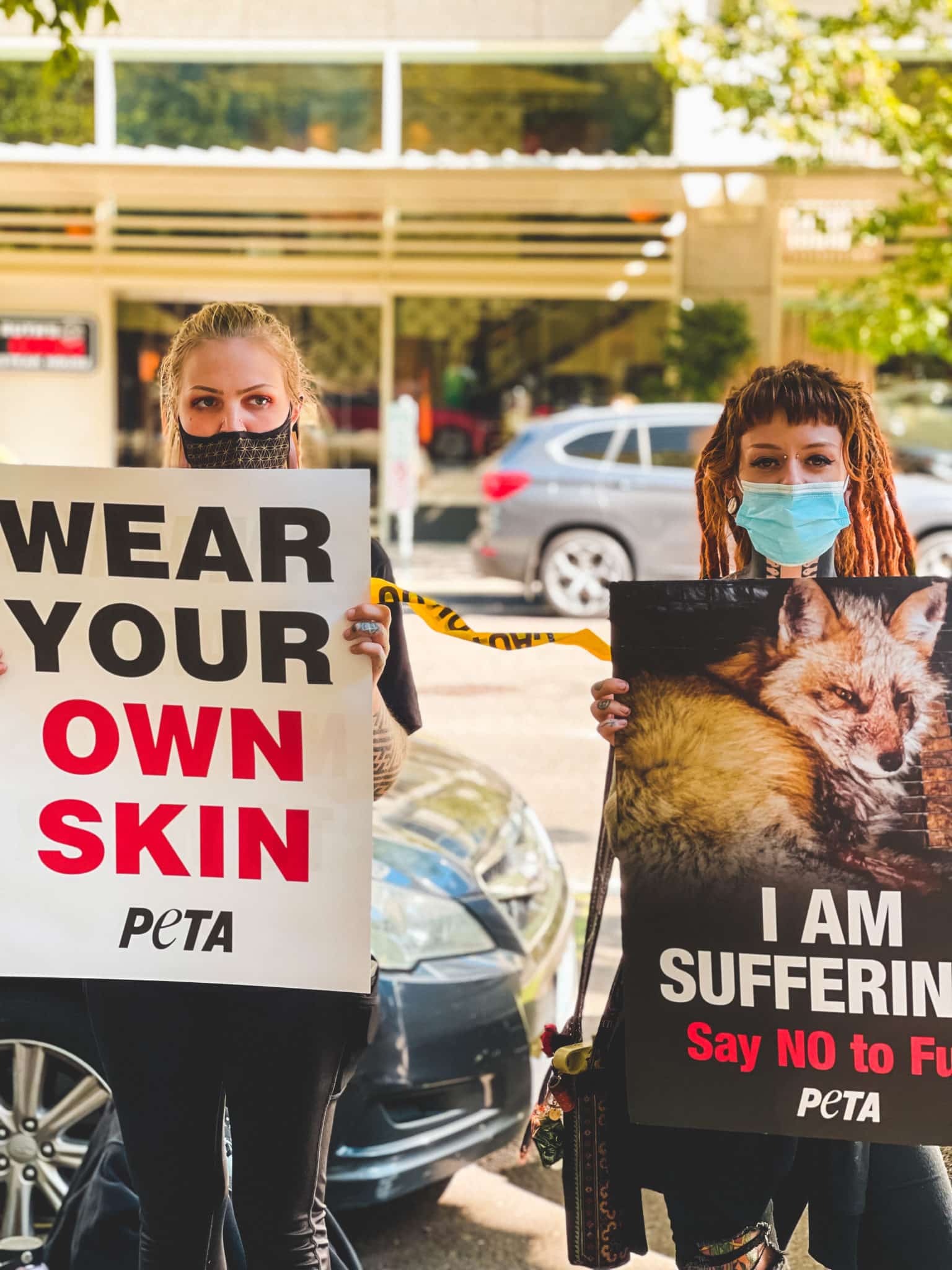 Protesters in Portland demonstrating against fur. 