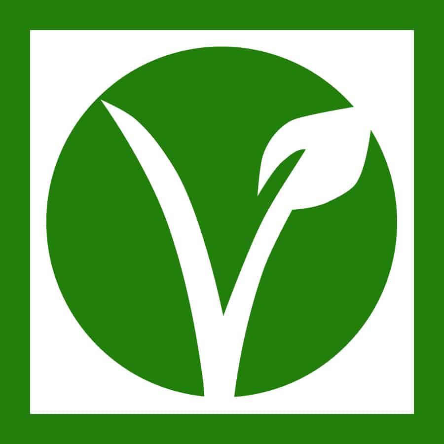 Green V symbolising vegan