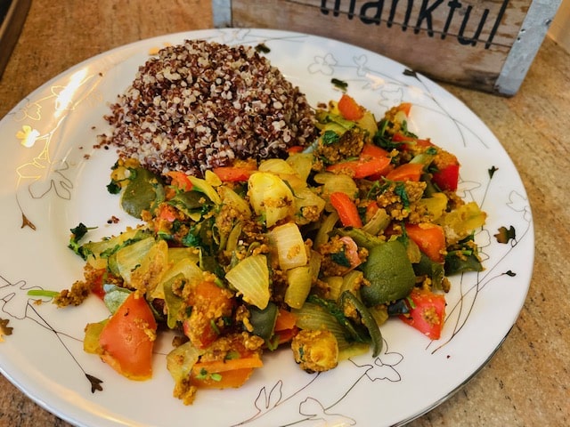 vegan curry and rice or quinoa