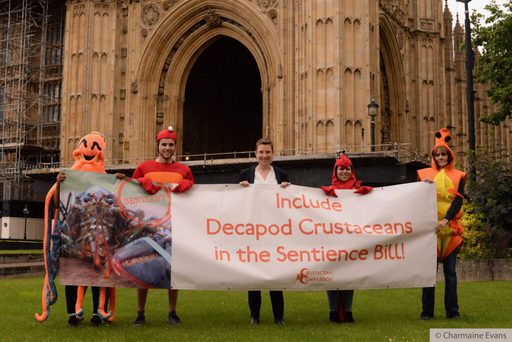 Demonstration from Crustacean Compassion protesting in London for Lobsters and Crabs