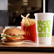 McDonald's McPlant Burger with a drink and fries