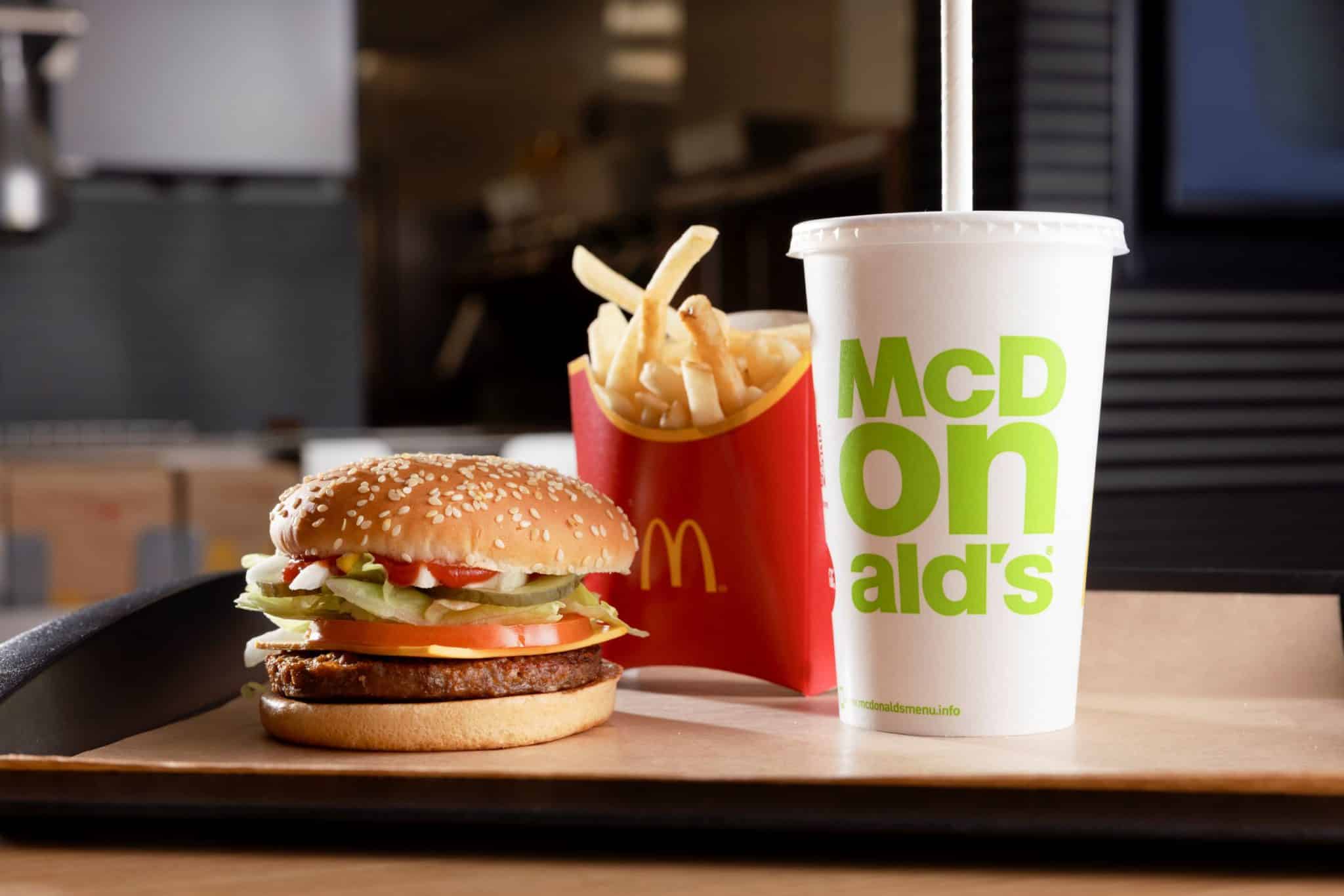 McDonald's McPlant Burger with a drink and fries