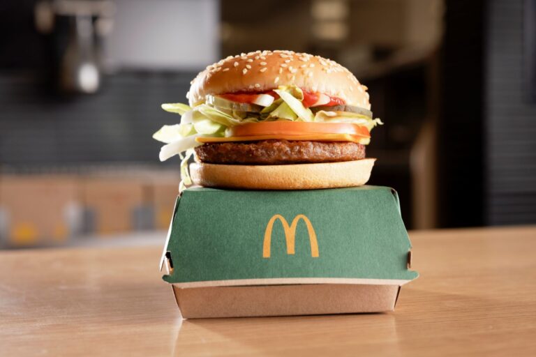 The McPlant burger on top of a McDonald's box
