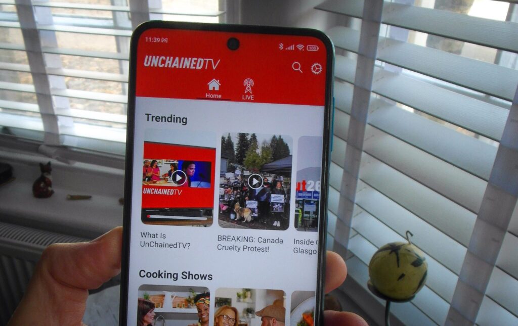 Phone showing the UnchainedTV app