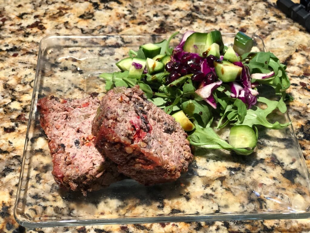 vegan meatloaf and side salad