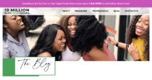 Website of 10 million black vegan women