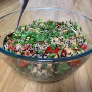 Chickpea salad with miso dressing