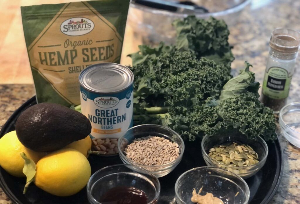 ingredients kale and white bean salad